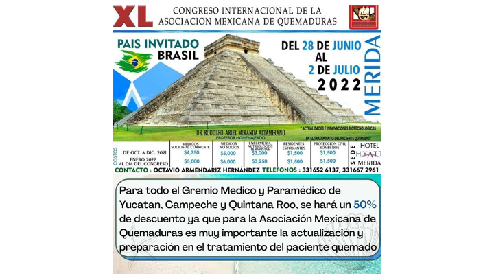 Chamada XI Congresso Internacional Associação Mexicana Queimaduras